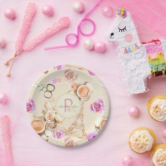 Shabby Chic in Parijs Papieren Bordje (Feest)