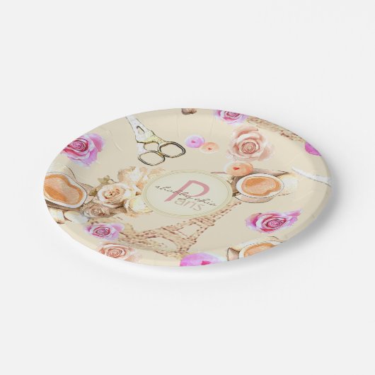 Shabby Chic in Parijs Papieren Bordje (Gekanteld)