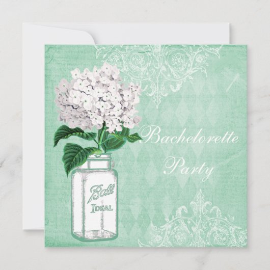 Shabby Chic Jar & Hydrangea Bachelorette Party Kaart (Voorkant)