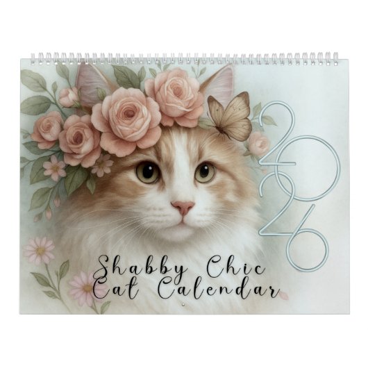 Shabby Chic Kattenkalender 2026 Kalender (Hoes)