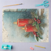 Shabby chic Kerst rode kaarsen hulstbes Tissuepapier (Craft)