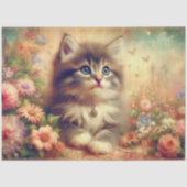 Shabby Chic Kitten Wildflower DIY Craft Decoupage Tissuepapier (Voorkant)
