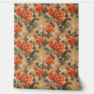  shabby chic koperen sinaasappel Engelse rozen Behang