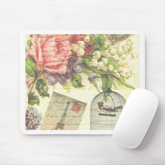 Shabby Chic  kunst Paris accessoires en cadeau Muismat (Met muis)