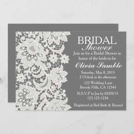 Shabby Chic Lace Bruids Douche Uitnodiging (Voorkant / Achterkant)