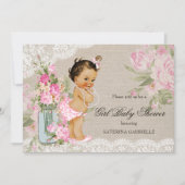 Shabby Chic Lace Floral Baby shower Kaart (Voorkant)