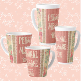 Shabby Chic Lace Floral gepersonaliseerd Latte Mok