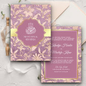 Shabby Chic Lavender Gold Floral Muslim Wedding Kaart