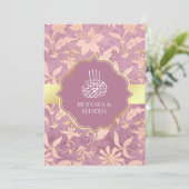 Shabby Chic Lavender Gold Floral Muslim Wedding Kaart (Staand voorkant)