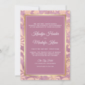 Shabby Chic Lavender Gold Floral Muslim Wedding Kaart (Achterkant)