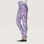 Shabby Chic Lavender Paarse Pansy Floral Leggings (Links)