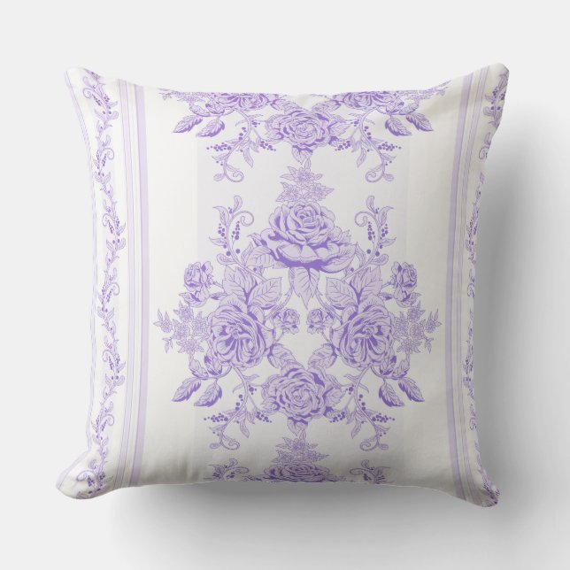 Shabby chic,lavender,toile,pattern,floral,Victoria Buitenkussen (Voorkant)