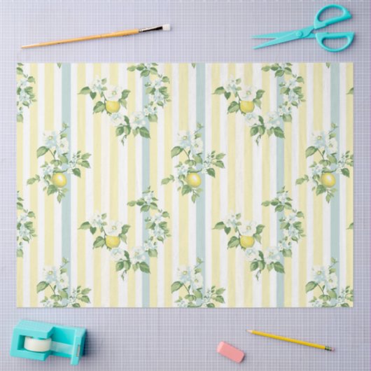 Shabby Chic Lemon Floral Series Design #11 Tissuepapier (Craft)