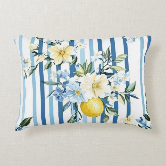 Shabby Chic Lemon Floral Series Design #1 Accent Kussen (Voorkant)