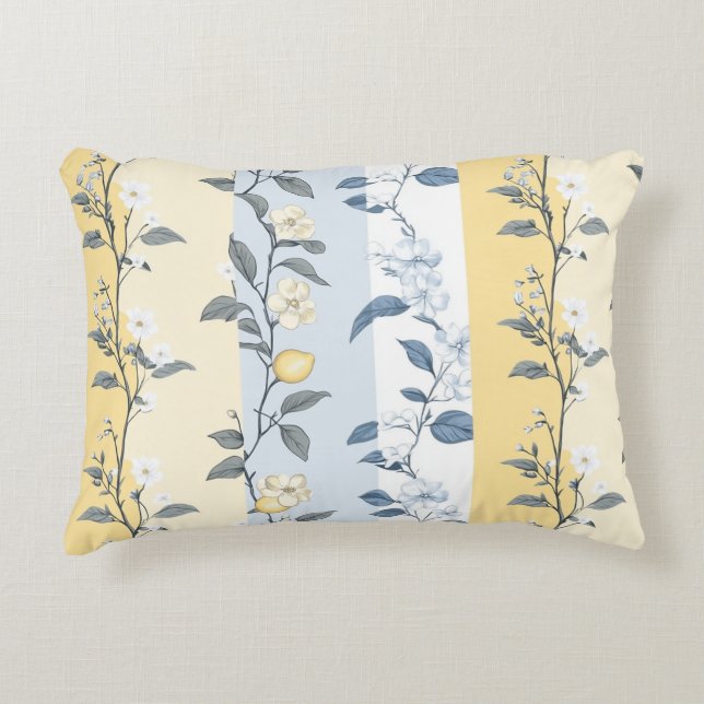 Shabby Chic Lemon Floral Series Design #9 Accent Kussen (Voorkant)