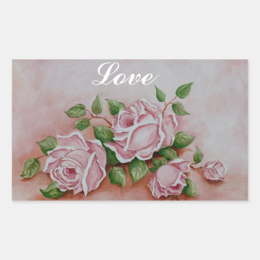 Shabby Chic Liefde  Roze Rozen Stickers (Voorkant)