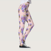 Shabby Chic Light Pink Pansy Floral Leggings (Rechts)