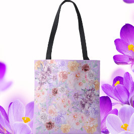 Shabby Chic Lila Bloemenboeket Tote Bag