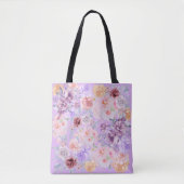 Shabby Chic Lila Bloemenboeket Tote Bag (Voorkant)
