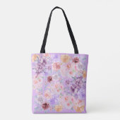 Shabby Chic Lila Bloemenboeket Tote Bag (Achterkant)