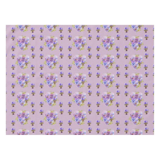 Shabby Chic Lila Chintz Pansy Floral Tablecloth Tafelkleed (Voorkant (Horizontaal))