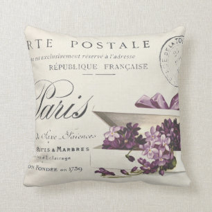 Shabby Chic,  lila Frans faux linnen Kussen