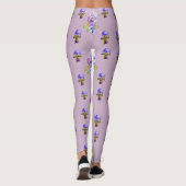 Shabby Chic Lila Paarse Pansy Floral Leggings (Achterkant)