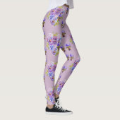 Shabby Chic Lila Paarse Pansy Floral Leggings (Rechts)