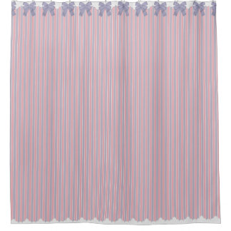 Shabby Chic Lila & roze Stripes w Bows & Lace Douchegordijn