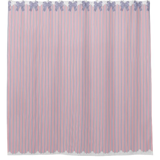 Shabby Chic Lila & roze Stripes w Bows & Lace Douchegordijn (Voorkant)