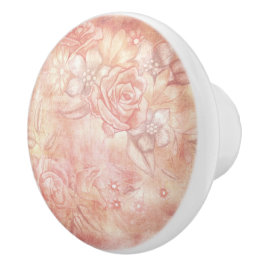 Shabby Chic look Pink & Peach Floral Decoupage Keramische Knop