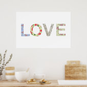 Shabby Chic Love Typografie - wit Poster (Keuken)