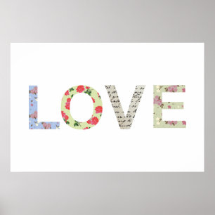 Shabby Chic Love Typografie - wit Poster