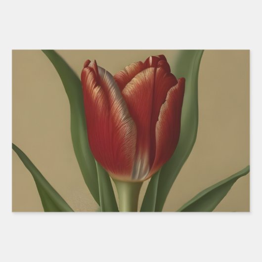 Shabby Chic Lovely Red Tulip Inpakpapier Vel (Voorkant 2)