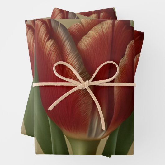 Shabby Chic Lovely Red Tulip Inpakpapier Vel (In situ)