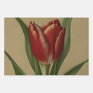 Shabby Chic Lovely Red Tulip Inpakpapier Vel