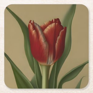 Shabby Chic Lovely Red Tulip Kartonnen Onderzetters