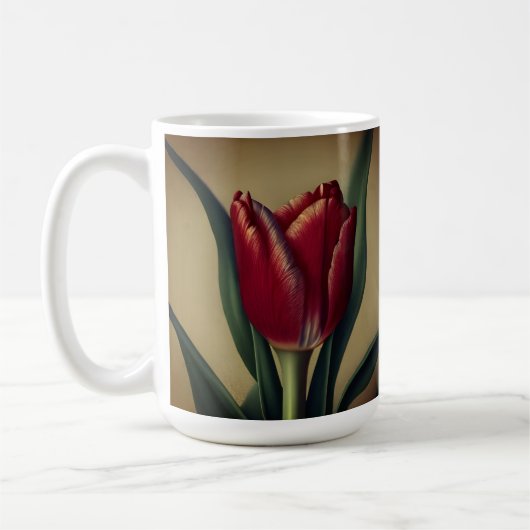 Shabby Chic Lovely Red Tulip Koffiemok (Links)