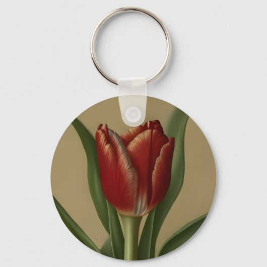 Shabby Chic Lovely Red Tulip Sleutelhanger (Voorkant)