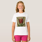 Shabby Chic Lovely Red Tulip T-shirt (Voorkant volledig)