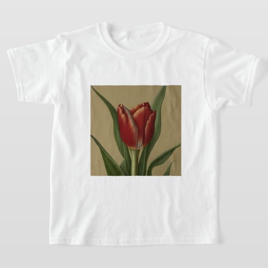Shabby Chic Lovely Red Tulip T-shirt (Laagn)