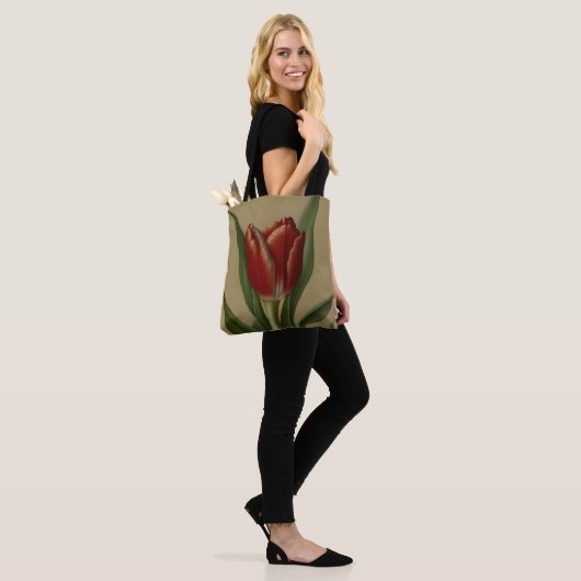 Shabby Chic Lovely Red Tulip Tote Bag (Op model)