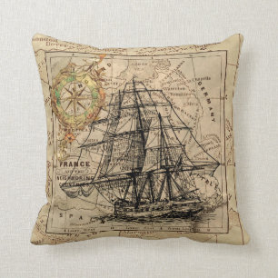 Shabby Chic  Map Nautical Kussen