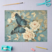 Shabby chic marine vlinder & rozen tissue papier (Craft)
