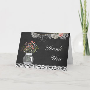 Shabby Chic Mason Jar and Lace Thank You Bedankkaart