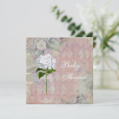 Shabby Chic Mason Jar & Hydrangea Baby shower Kaart (Staand voorkant)