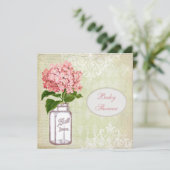 Shabby Chic Mason Jar & Hydrangea Baby shower Kaart (Staand voorkant)