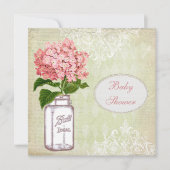 Shabby Chic Mason Jar & Hydrangea Baby shower Kaart (Voorkant)