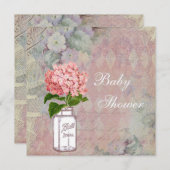 Shabby Chic Mason Jar & Hydrangea Baby shower Kaart (Voorkant / Achterkant)