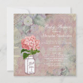 Shabby Chic Mason Jar & Hydrangea Baby shower Kaart (Achterkant)